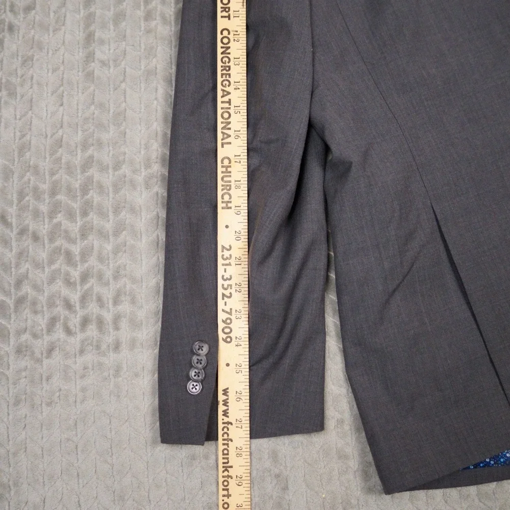 Paul Fredrick Blazer Men 52L Grey Sport Coat Wool Blend Stretch Floral Pattern